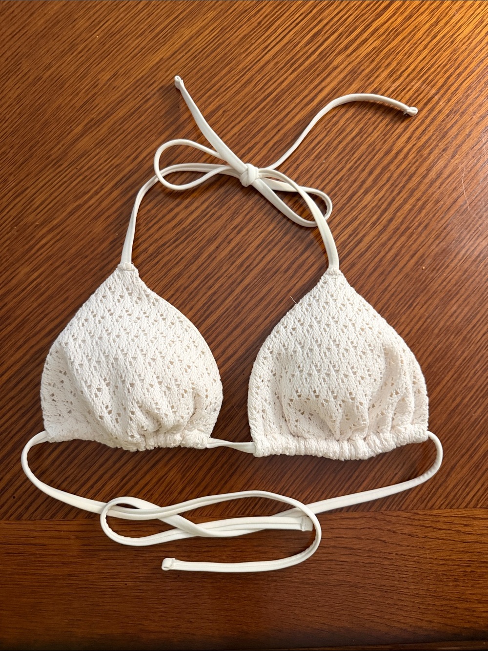 aerie Ivory Crochet Triangle Bandeau Top